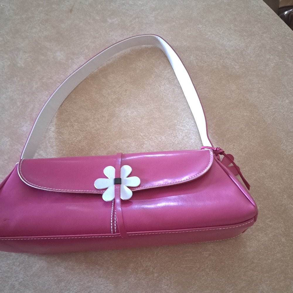Y2k  rolfs leather pink leather baguette shoulder bag